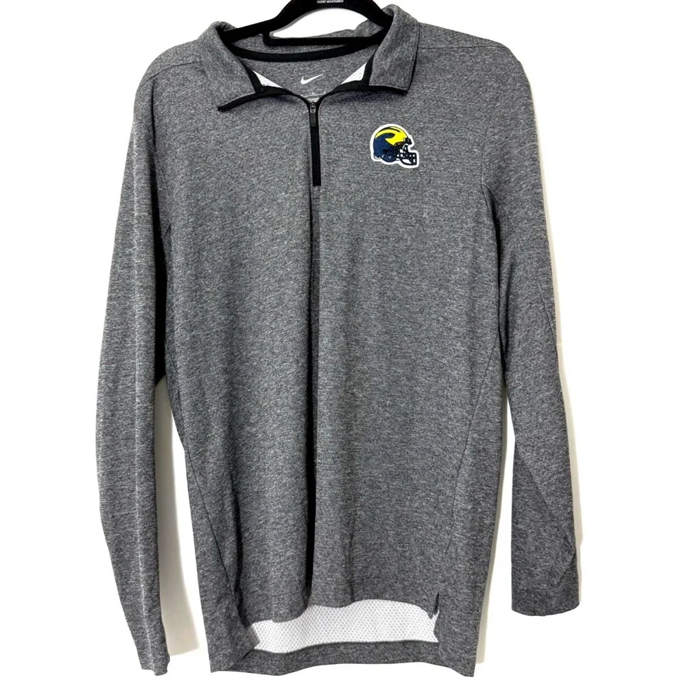 Michigan Wolverines Nike Quarter Zip Mens Medium Gray Pullover